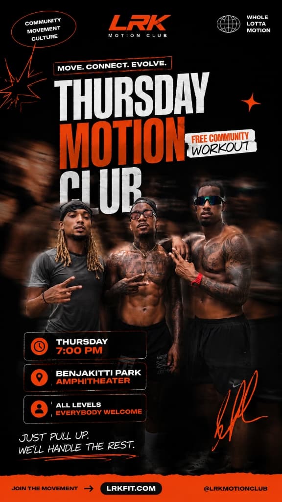 Thursday Motion Club Weekly Free Workout Flyer